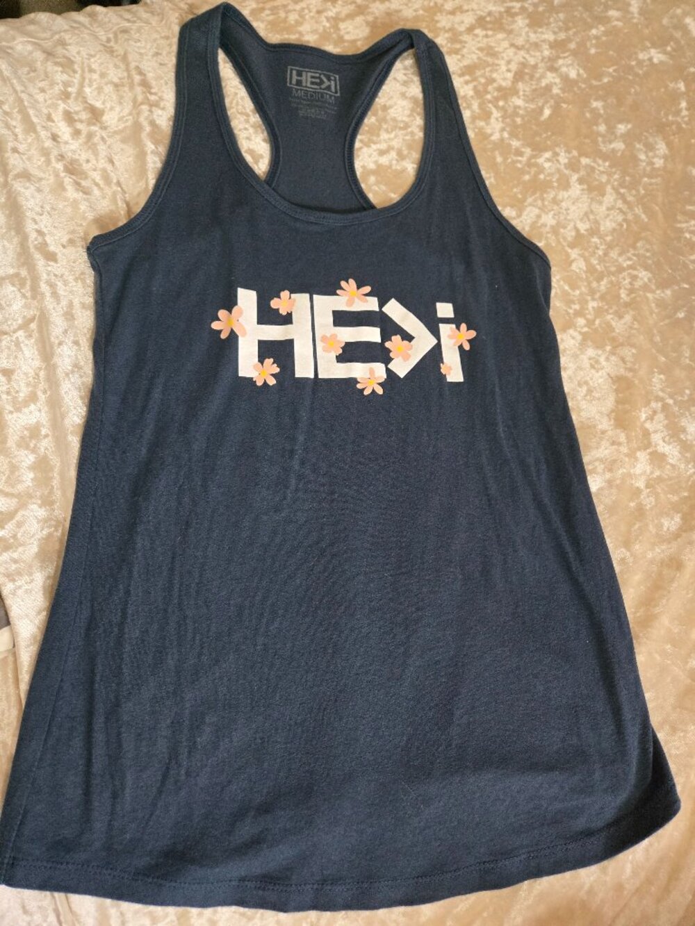 HE>I Hawaii Racerback Tank Top Women’s Medium Navy Floral Logo